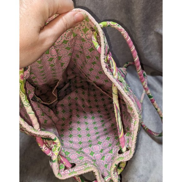 Vera Bradley Pink And Green Drawstring Quilted Backpack - Picture 3 of 5